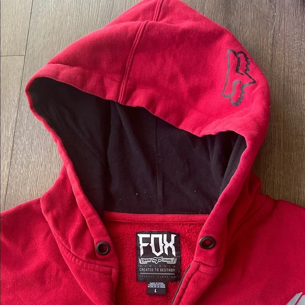 Fox Racing Red Zip-Up Hoodie with Logo !! Large